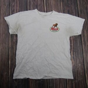 Mack Shirt Mens Large White Mack Trucks Bulldog Logo Graphic Tee T-Shirt Tagless